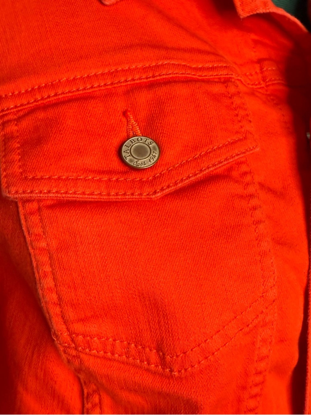 Talbots Bright Red Utility Jacket Structured Button Front Layer Size XL - Picture 9 of 13